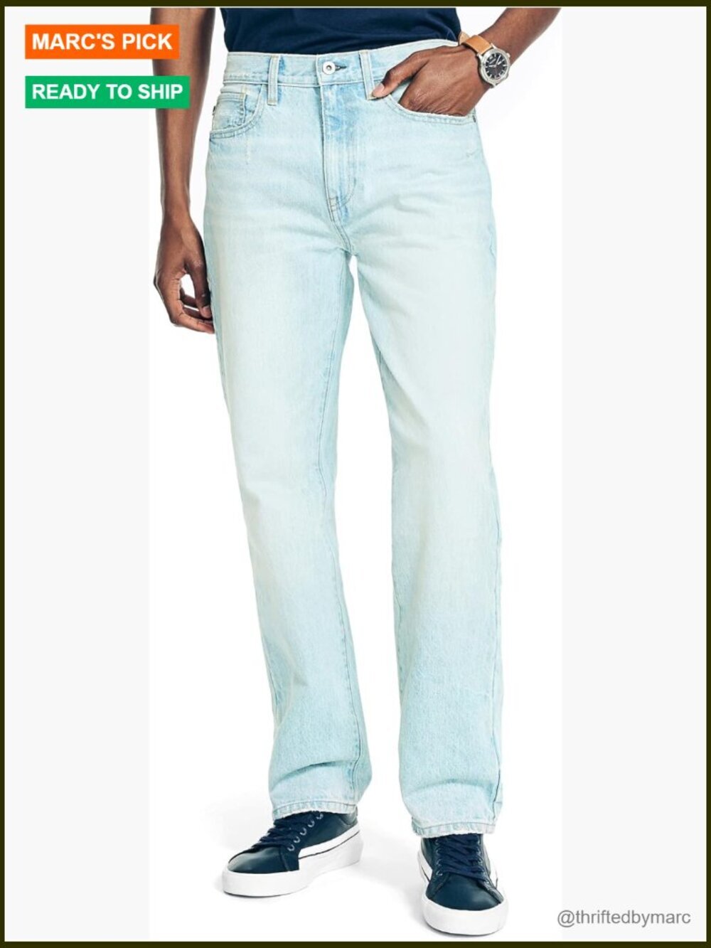 Men's Relaxed Fit Straight Leg Denim Jeans 36x32 Cotton Spandex